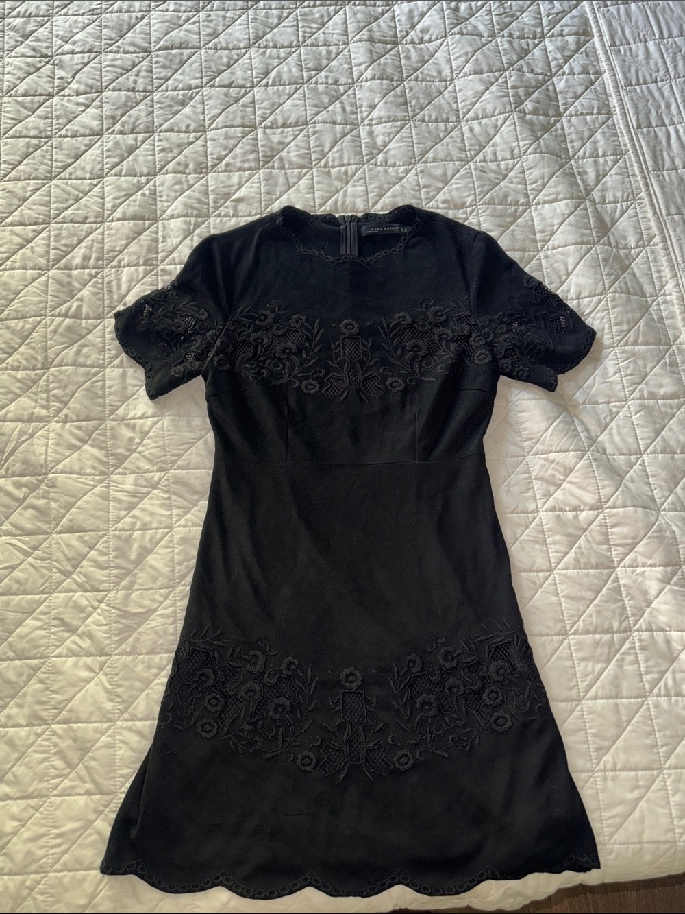 Zara Black Suede Embroidered Dress